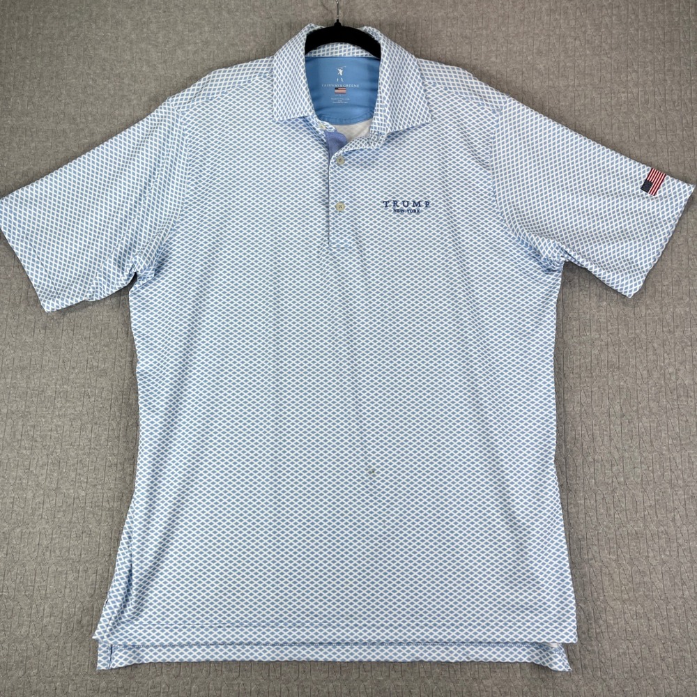 Fairway & Greene Golf Shorts 34 and Shirt L Blue Trump New York Tech Performance - Picture 9 of 16